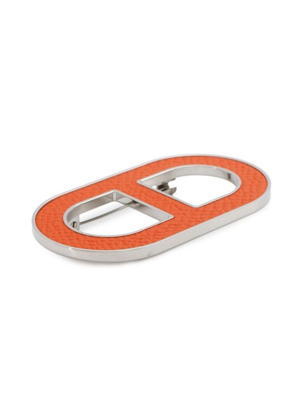 Hermes Brooch Chaine D'ancre Orange Miniature Silver Epsom Minyan - Picture 2 of 9